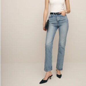 Reformation Cynthia Stretch High Rise Straight Jeans in Fortuna